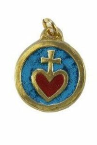 PENDENTIF SACRE COEUR BRONZE EMAILLE 2.5 C