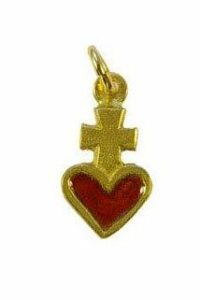 PENDENTIF SACRE COEUR BRONZE EMAILLE 2.2 CM
