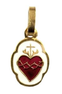 Médaille cœur liturgique métal doré croix arrondie